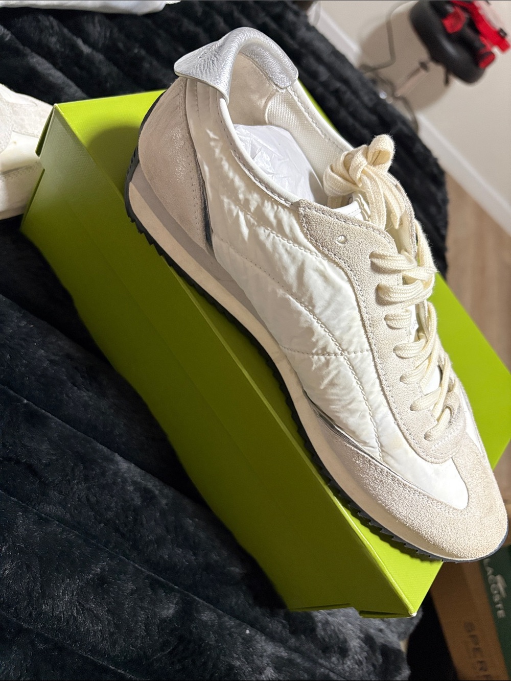 Tory Burch Cream Suede & Nylon Low-Top Sneakers - Picture 7 of 9